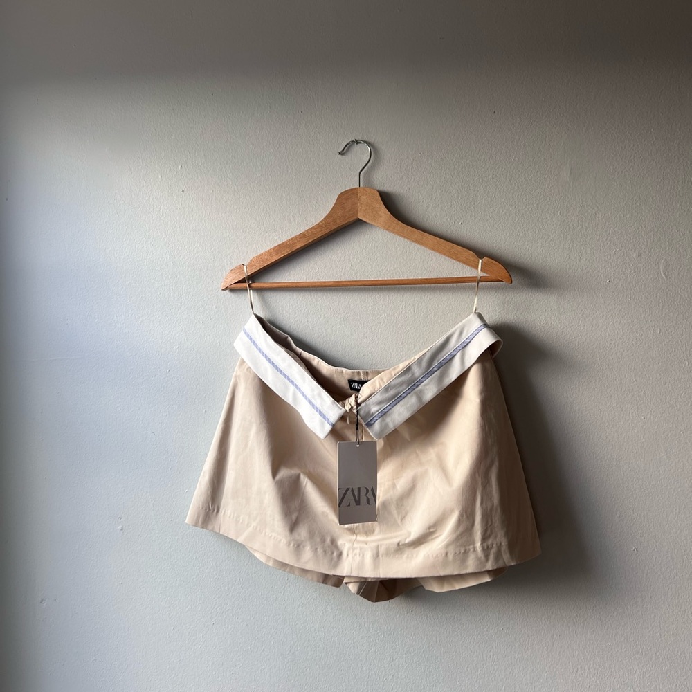 OFFICE MEETS WEEKEND - CHIC PREPPY ZARA SKORT WITH FOLD OVER WAISTBAND 📓👔📌